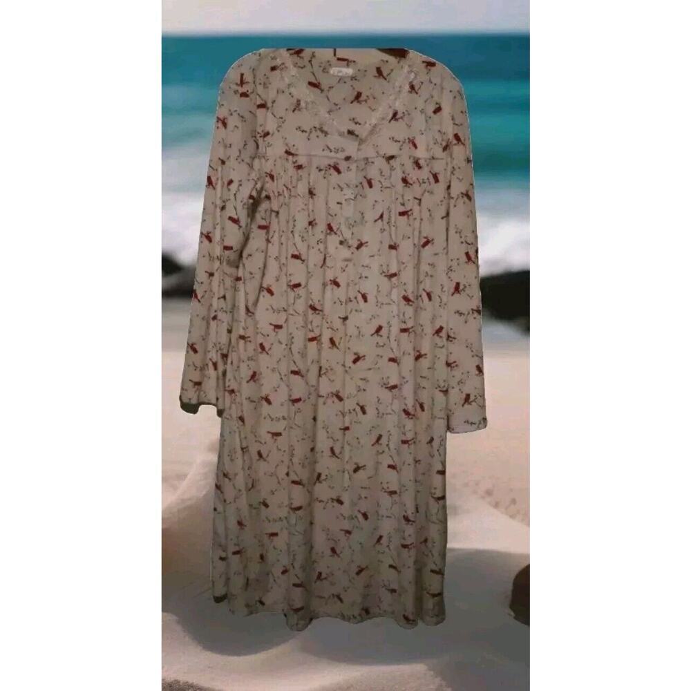 Secret Treasures Nightgown Large (12-14) Velour Pajamas CARDINALS Print Pajamas